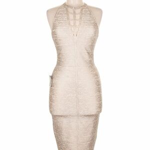 Elegant Cream Halter Bandage Dress